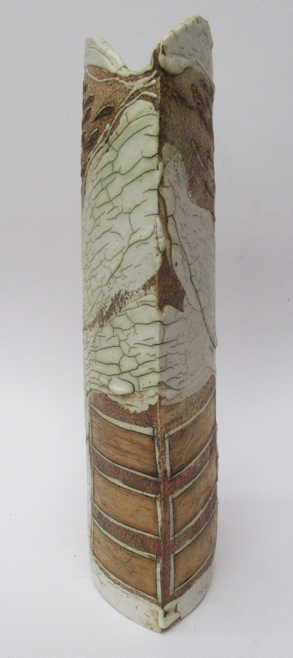 Laurel Keeley, British, large studio pottery fish design stoneware vase, 2007