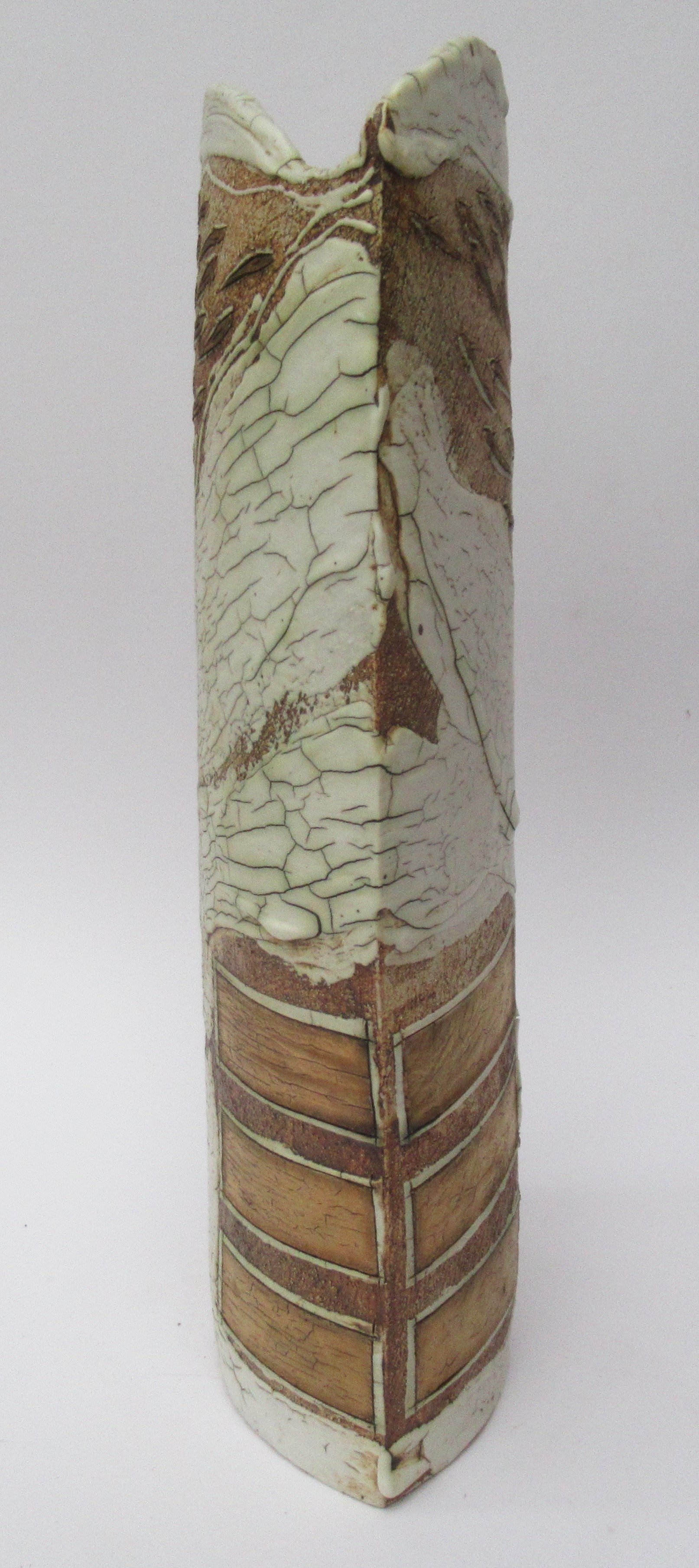 Laurel Keeley, British, large studio pottery fish design stoneware vase, 2007