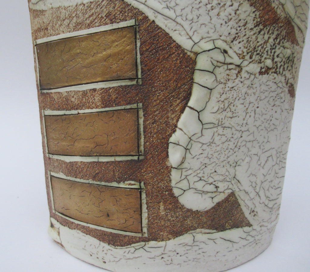 Laurel Keeley, British, large studio pottery fish design stoneware vase, 2007