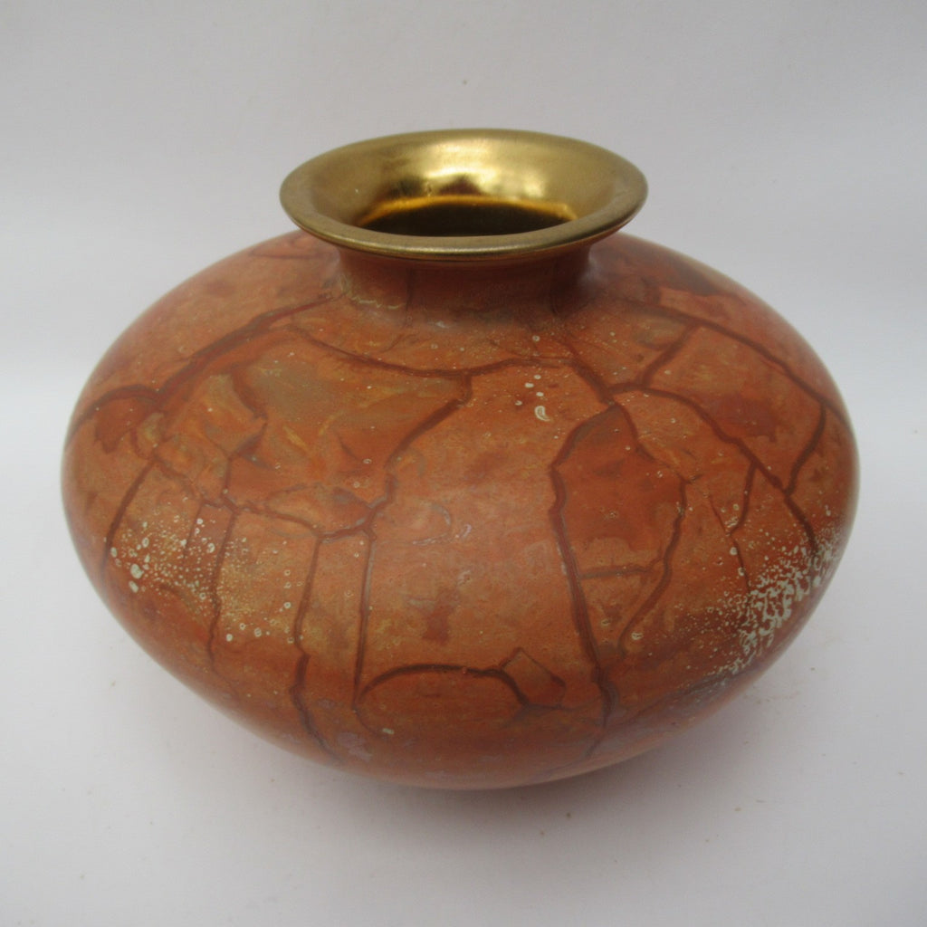 Tony Laverick, British studio pottery large porcelain vase with gilt, c1990