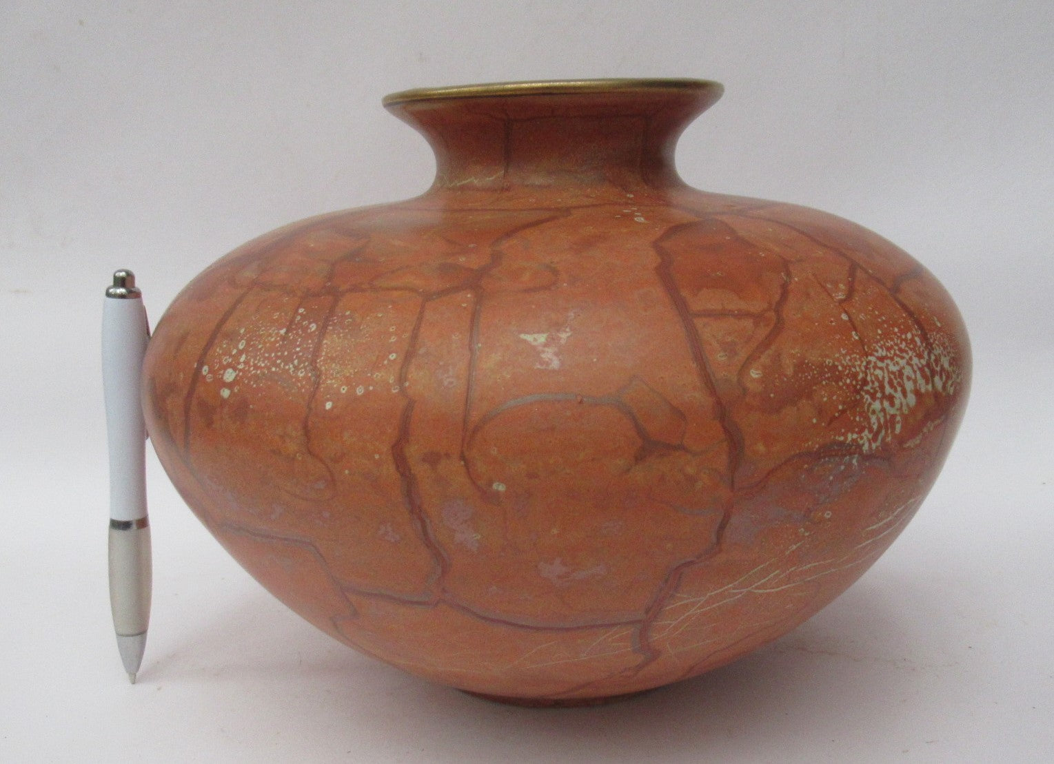 Tony Laverick, British studio pottery large porcelain vase with gilt, c1990