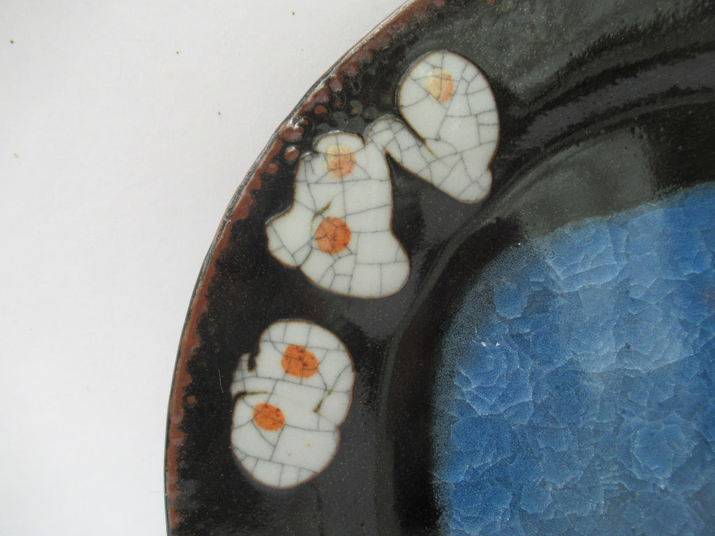 Liz Bowe studio pottery reduction fired stoneware dish or plate, c2010
