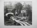 Original wood engraving print by George Mackley, The Boatman Inn, engraved c1969