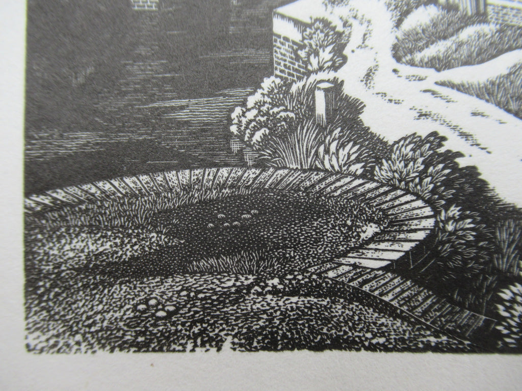 Original wood engraving print by George Mackley, The Boatman Inn, engraved c1969
