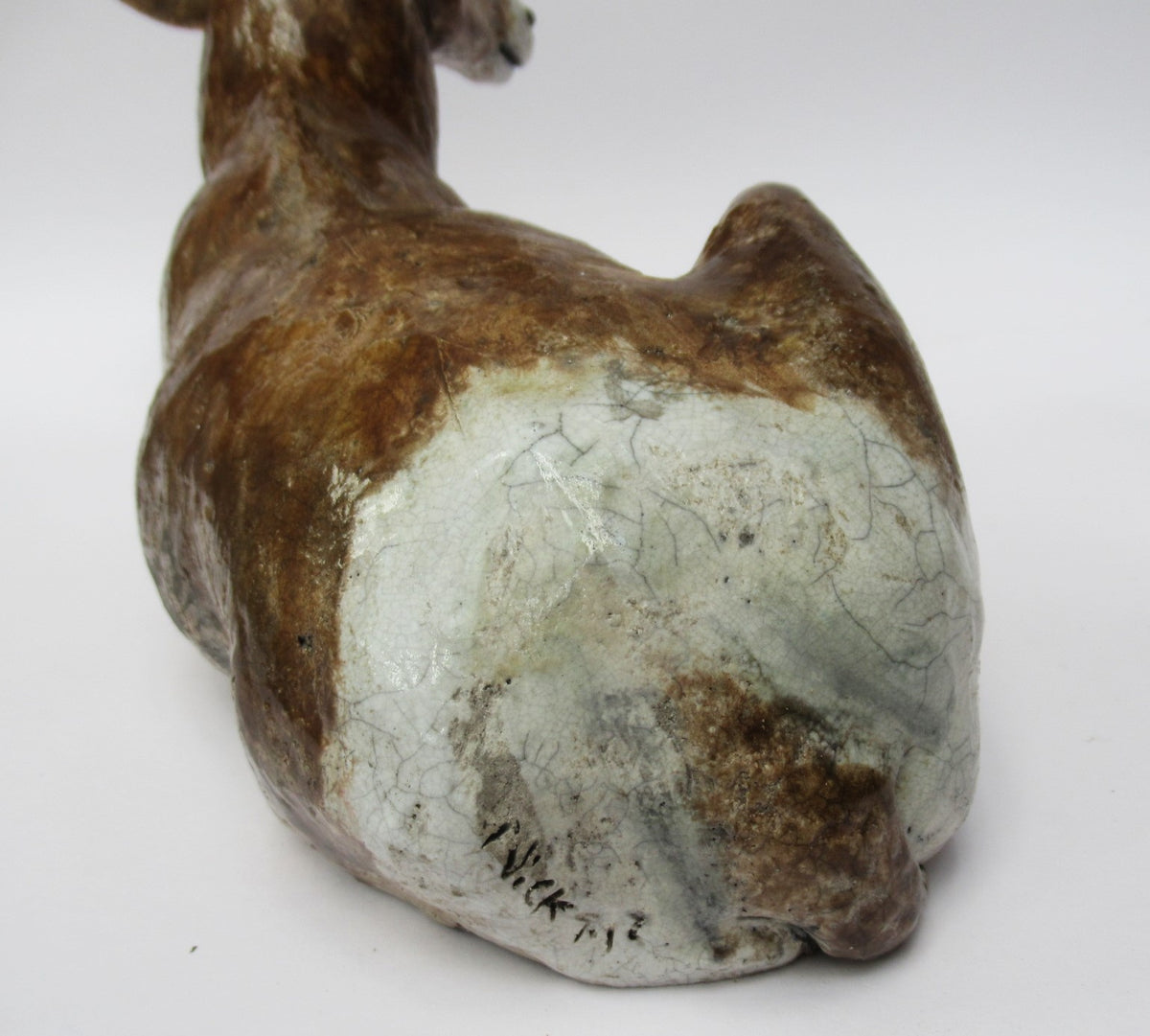 Nick Mackman raku fired sculpture of a Bighorn Ram, c2000