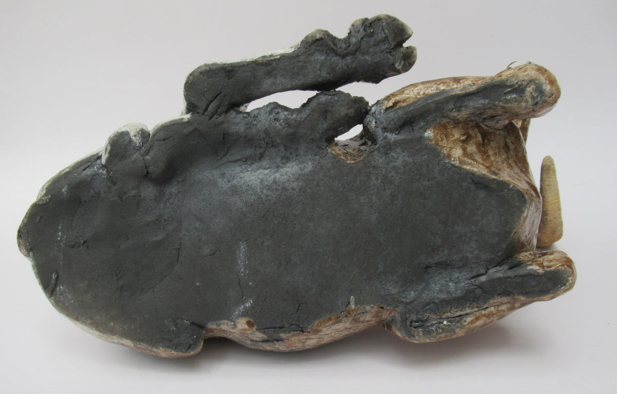 Nick Mackman raku fired sculpture of a Bighorn Ram, c2000
