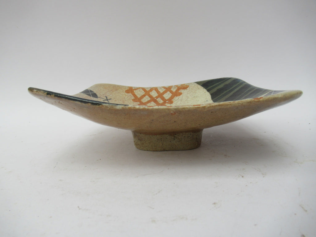 John Maltby (1936-2020), British studio pottery stoneware footed dish, c1990