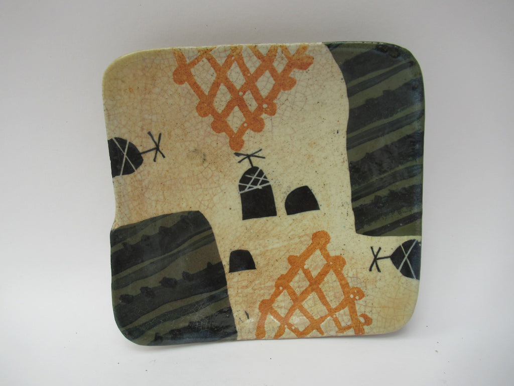 John Maltby (1936-2020), British studio pottery stoneware footed dish, c1990