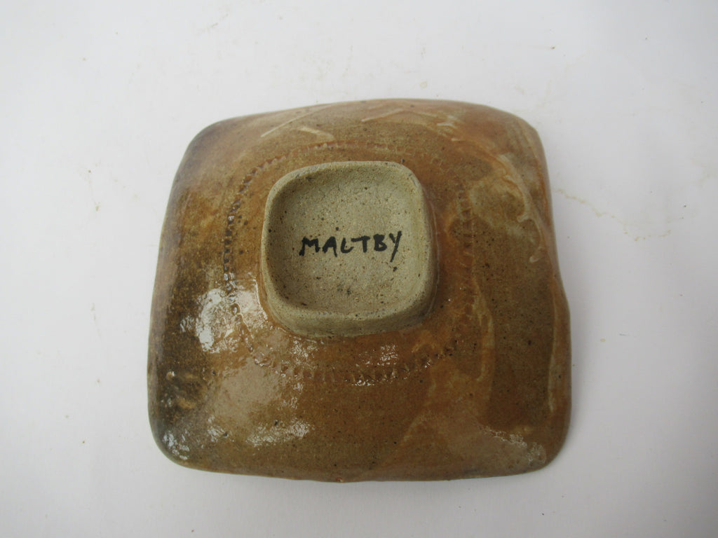 John Maltby (1936-2020), British studio pottery stoneware footed dish, c1990