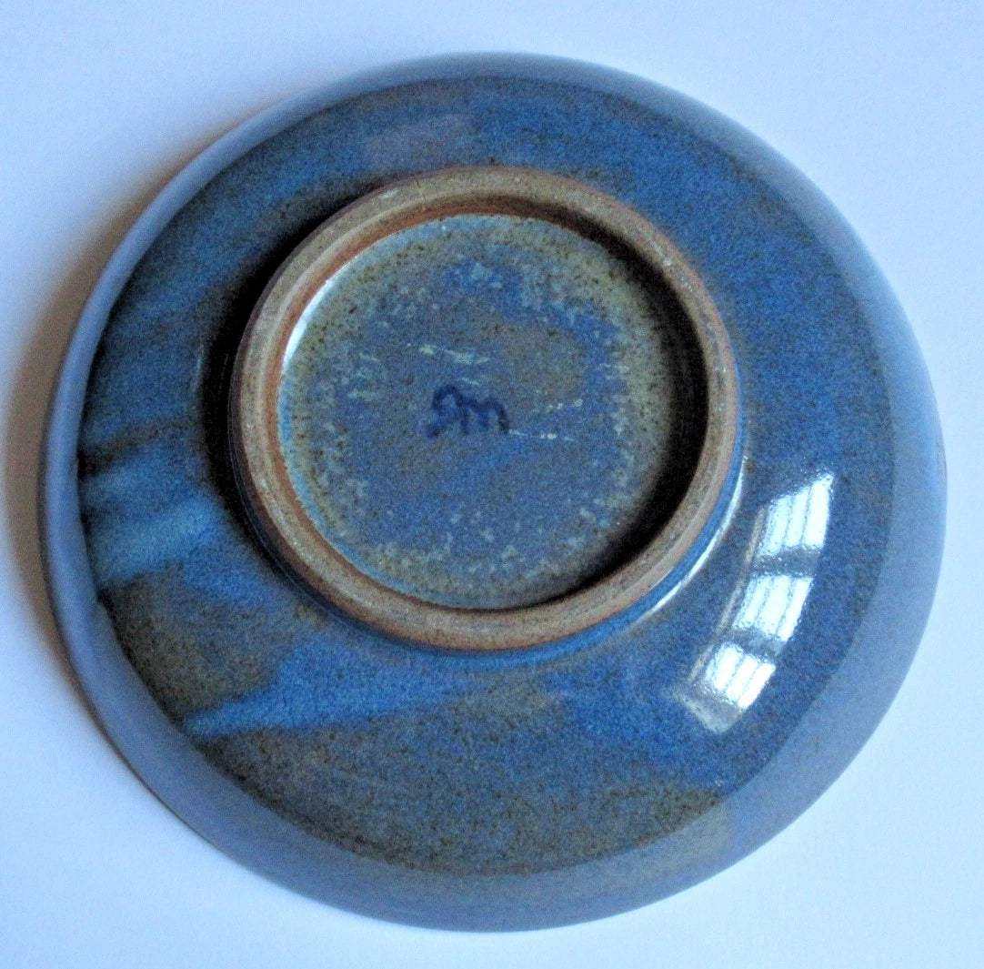 Reginald Marlow, vintage studio pottery dish, Chun glaze with lion's head, c1945