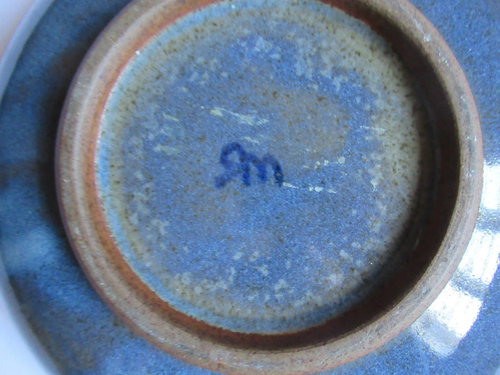 Reginald Marlow, vintage studio pottery dish, Chun glaze with lion's head, c1945