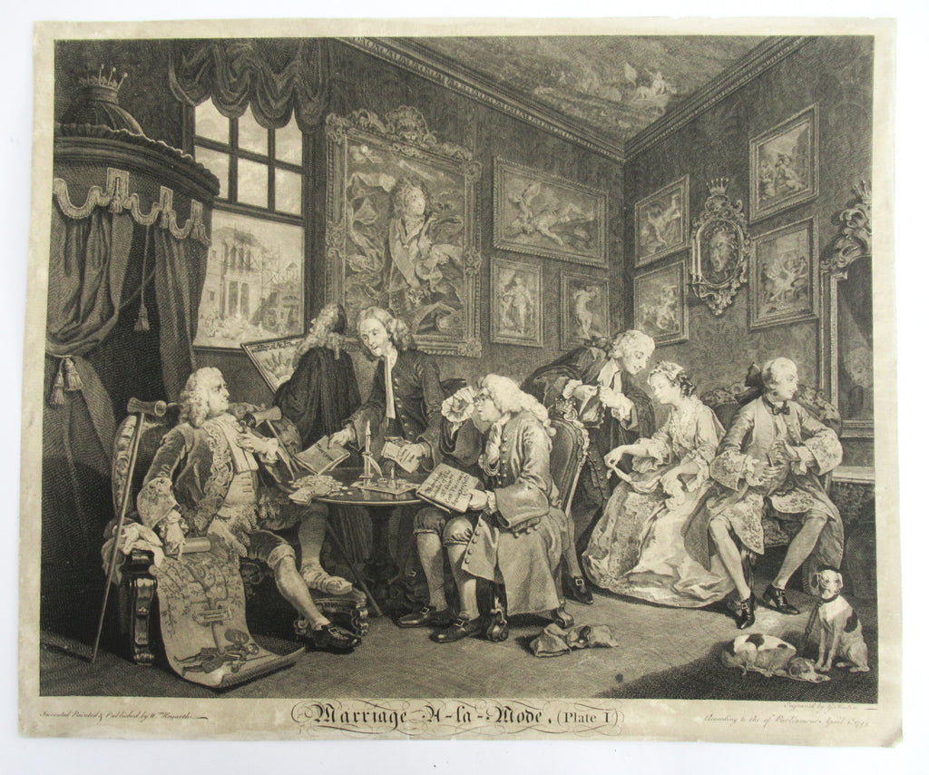 First issue print from Marriage-a-la-Mode by William Hogarth, Plate 1