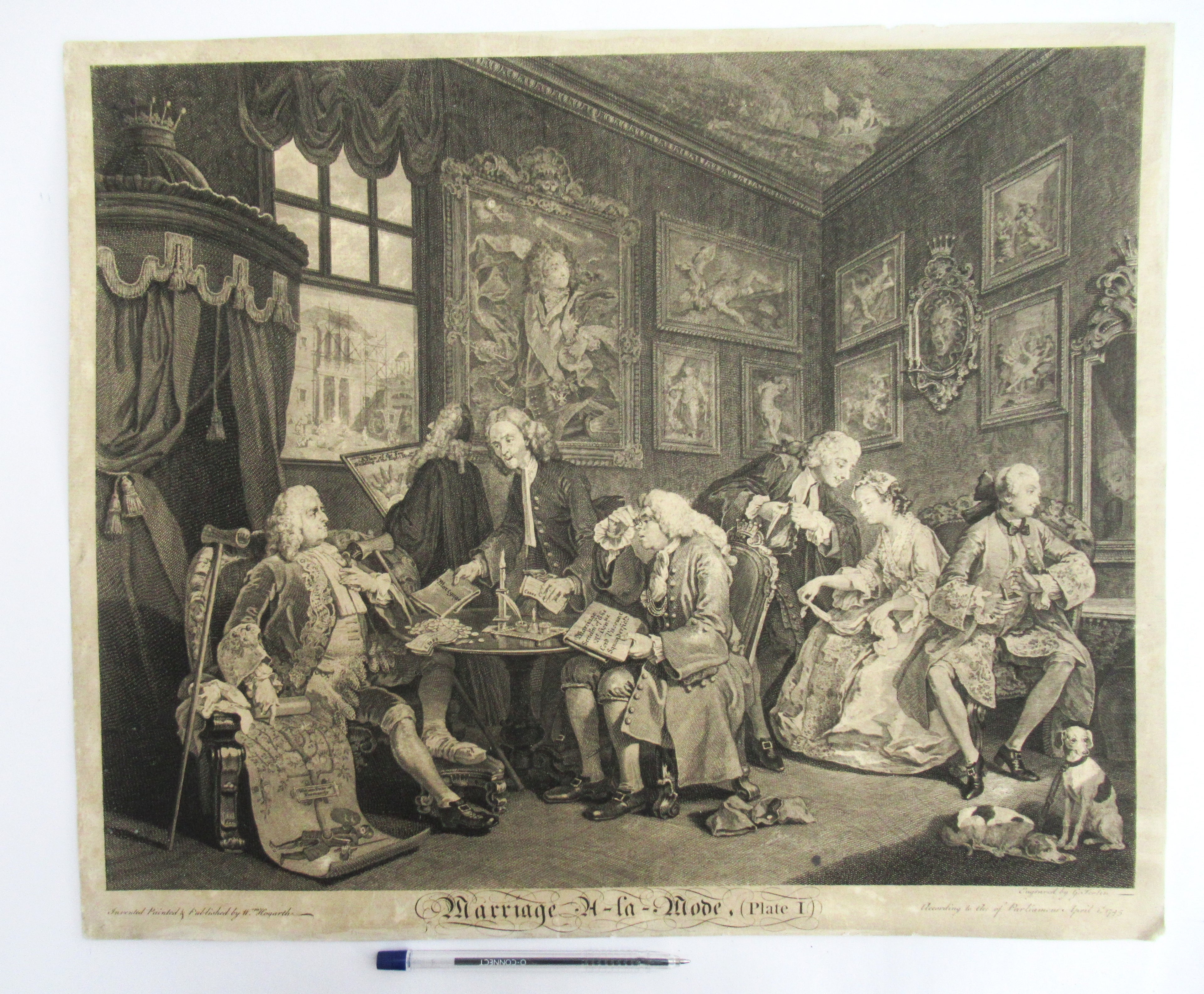 First issue print from Marriage-a-la-Mode by William Hogarth, Plate 1
