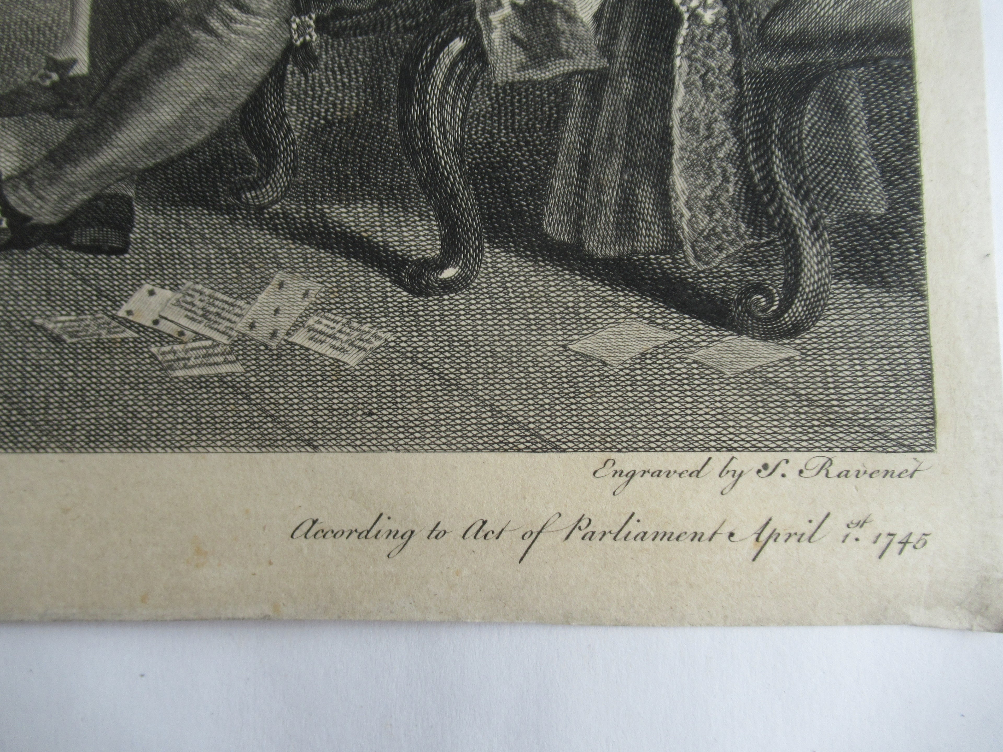 Very rare 1745 first issue print, William Hogarth, Marriage-a-la-Mode  Plate 4