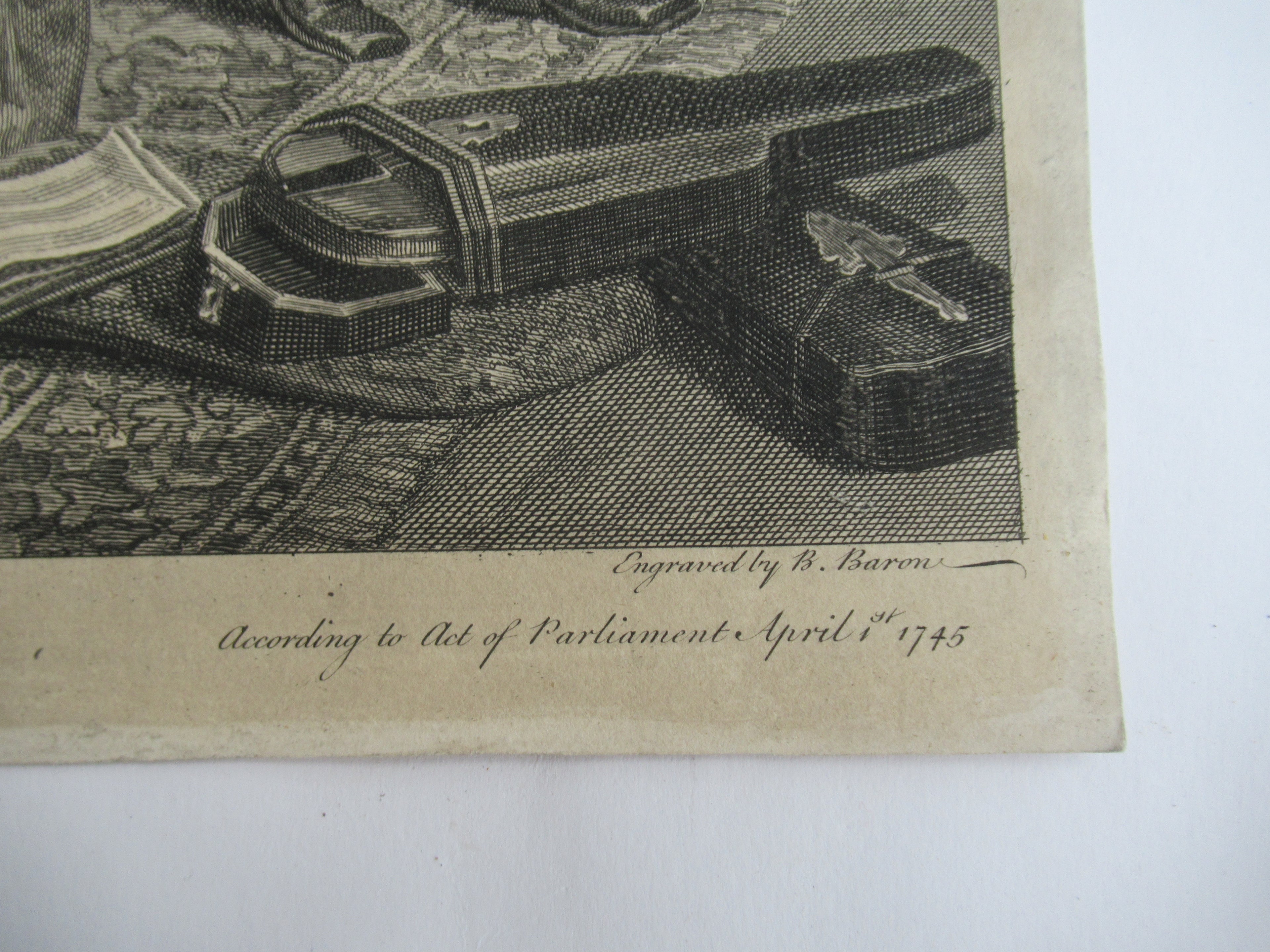 Very rare 1745 first issue print, William Hogarth, Marriage-a-la-Mode  Plate 2