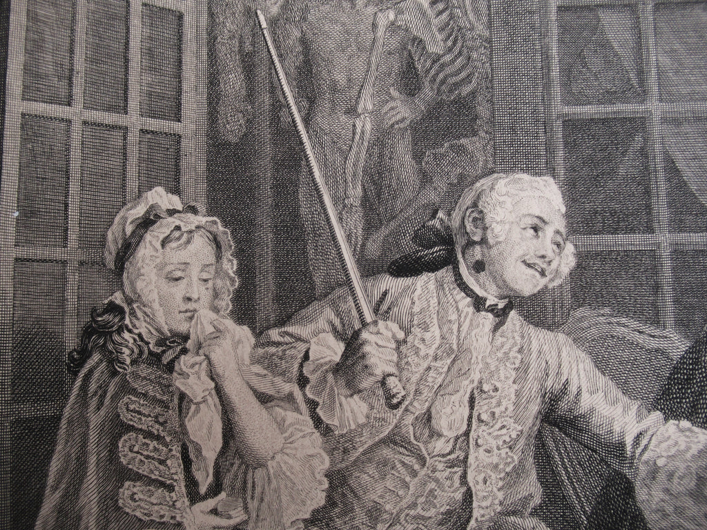 Very rare 1745 first issue print, William Hogarth, Marriage-a-la-Mode  Plate 3