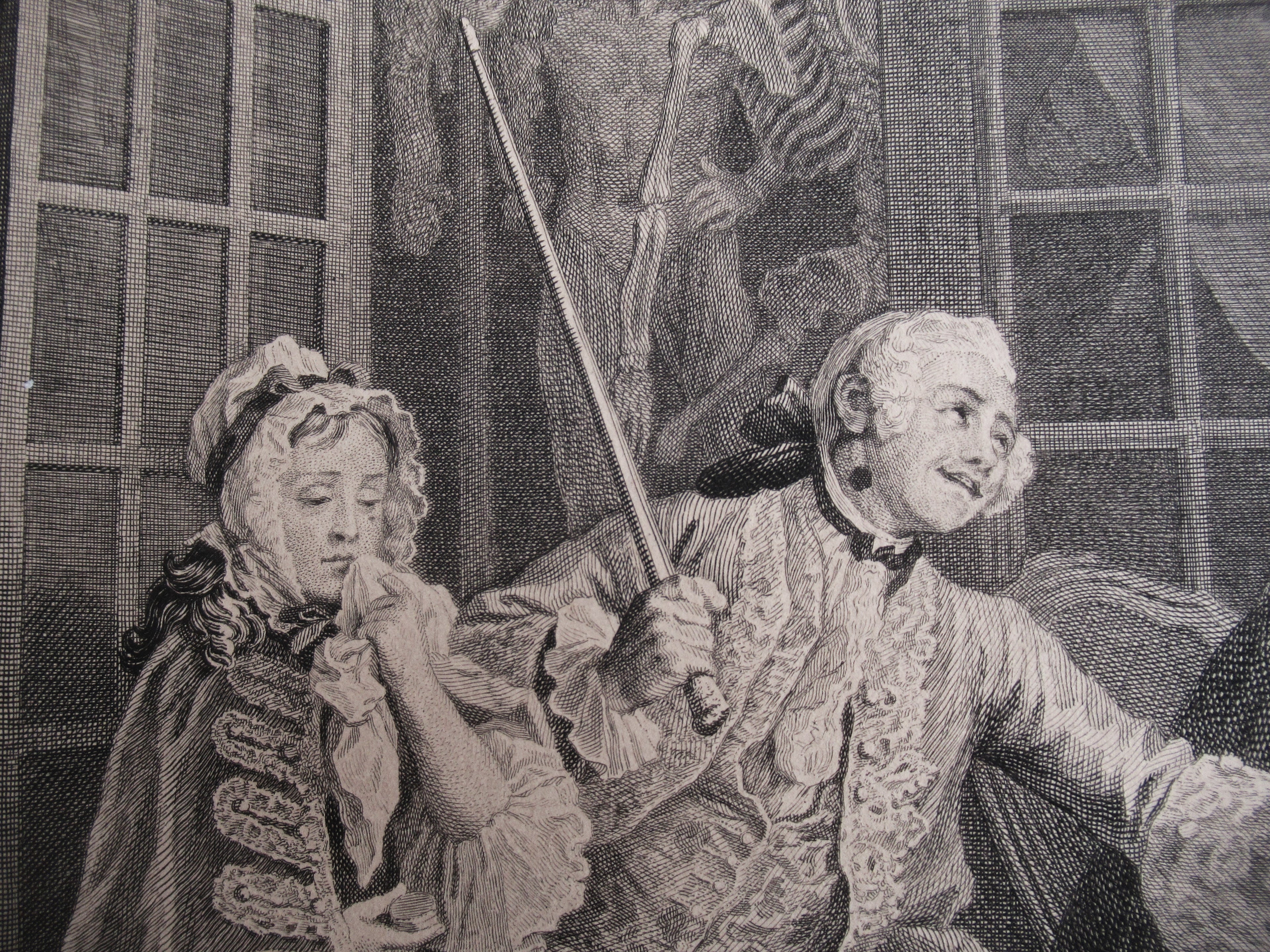 Very rare 1745 first issue print, William Hogarth, Marriage-a-la-Mode  Plate 3