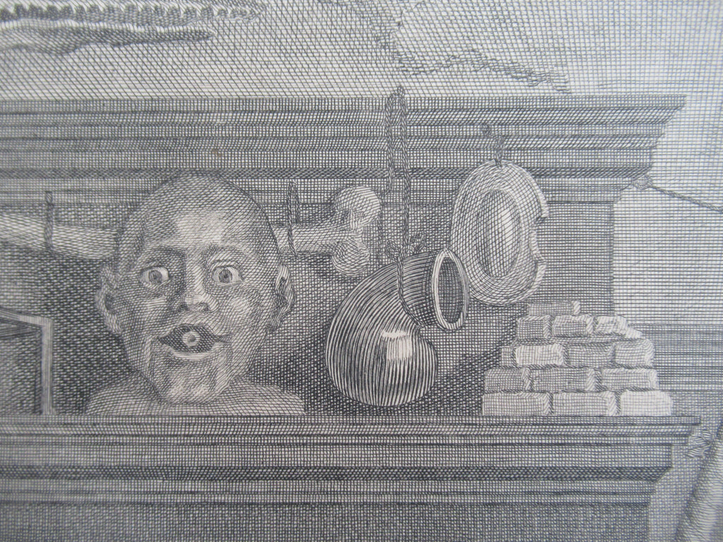 Very rare 1745 first issue print, William Hogarth, Marriage-a-la-Mode  Plate 3