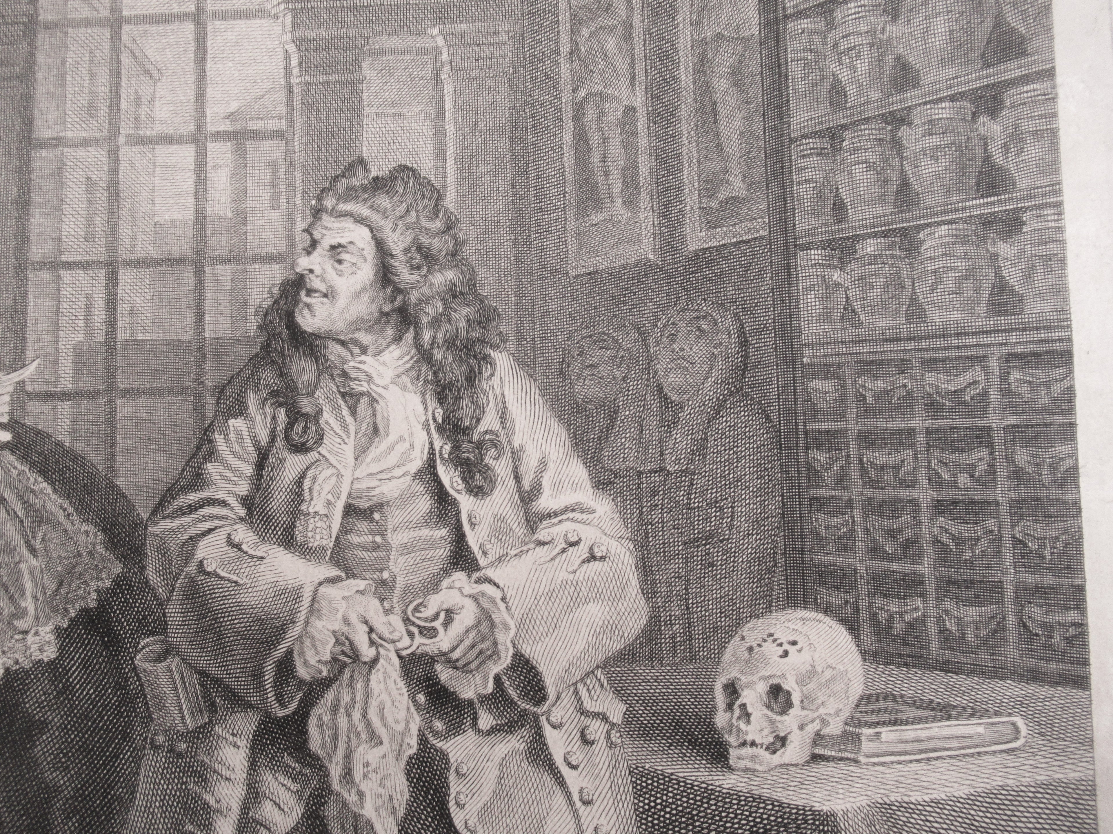 Very rare 1745 first issue print, William Hogarth, Marriage-a-la-Mode  Plate 3