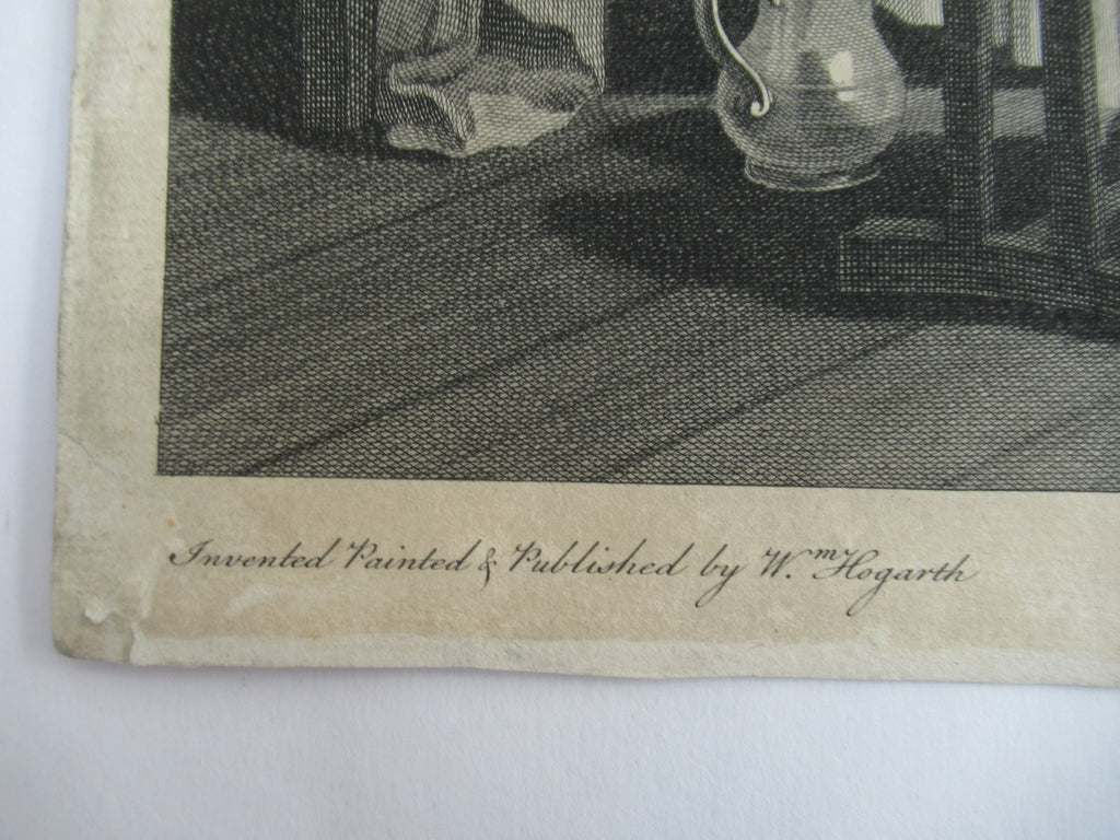Very rare 1745 first issue print, William Hogarth, Marriage-a-la-Mode  Plate 6