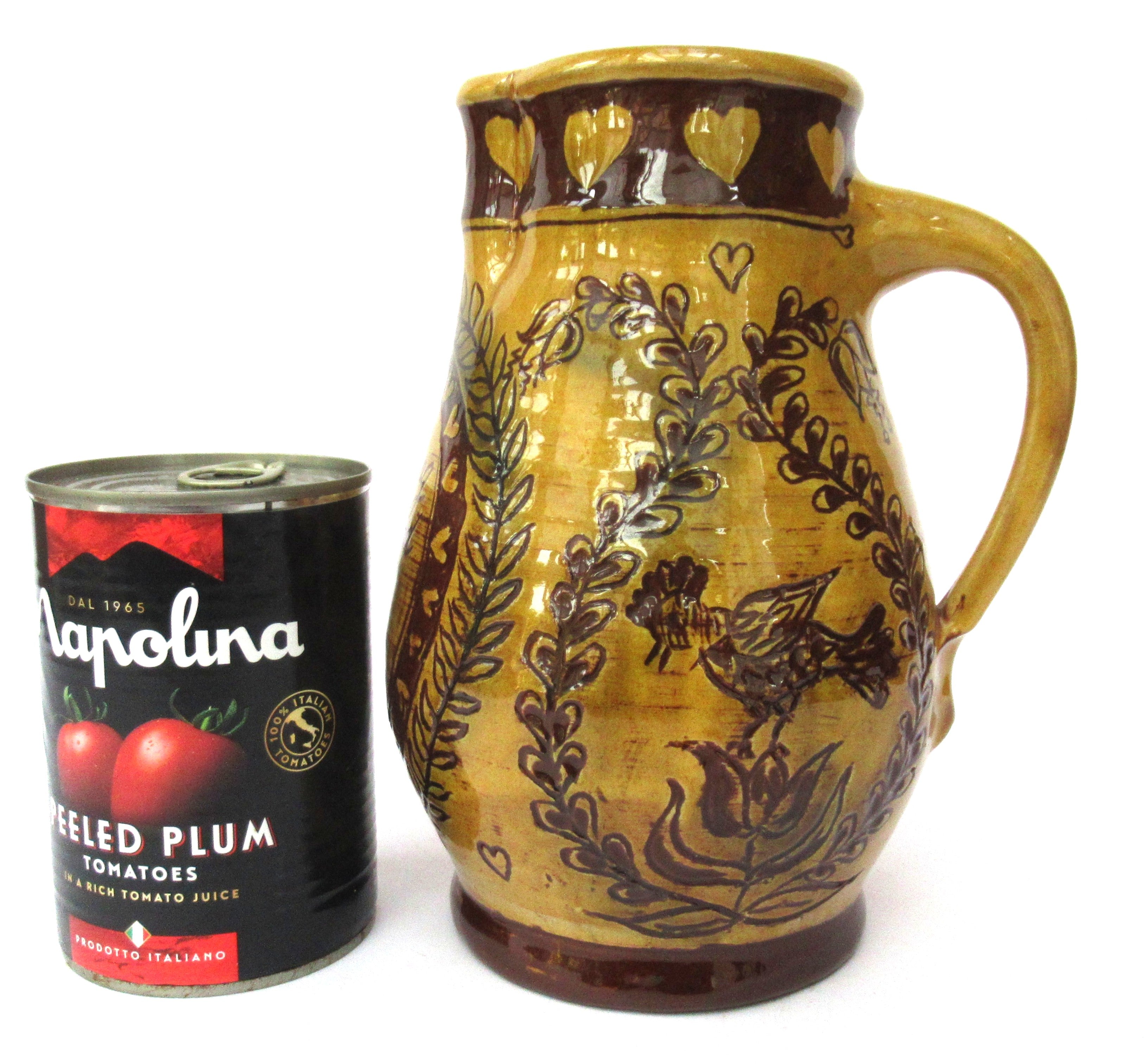 British vintage studio pottery 1975 slipware jug by Mary Wondrausch OBE