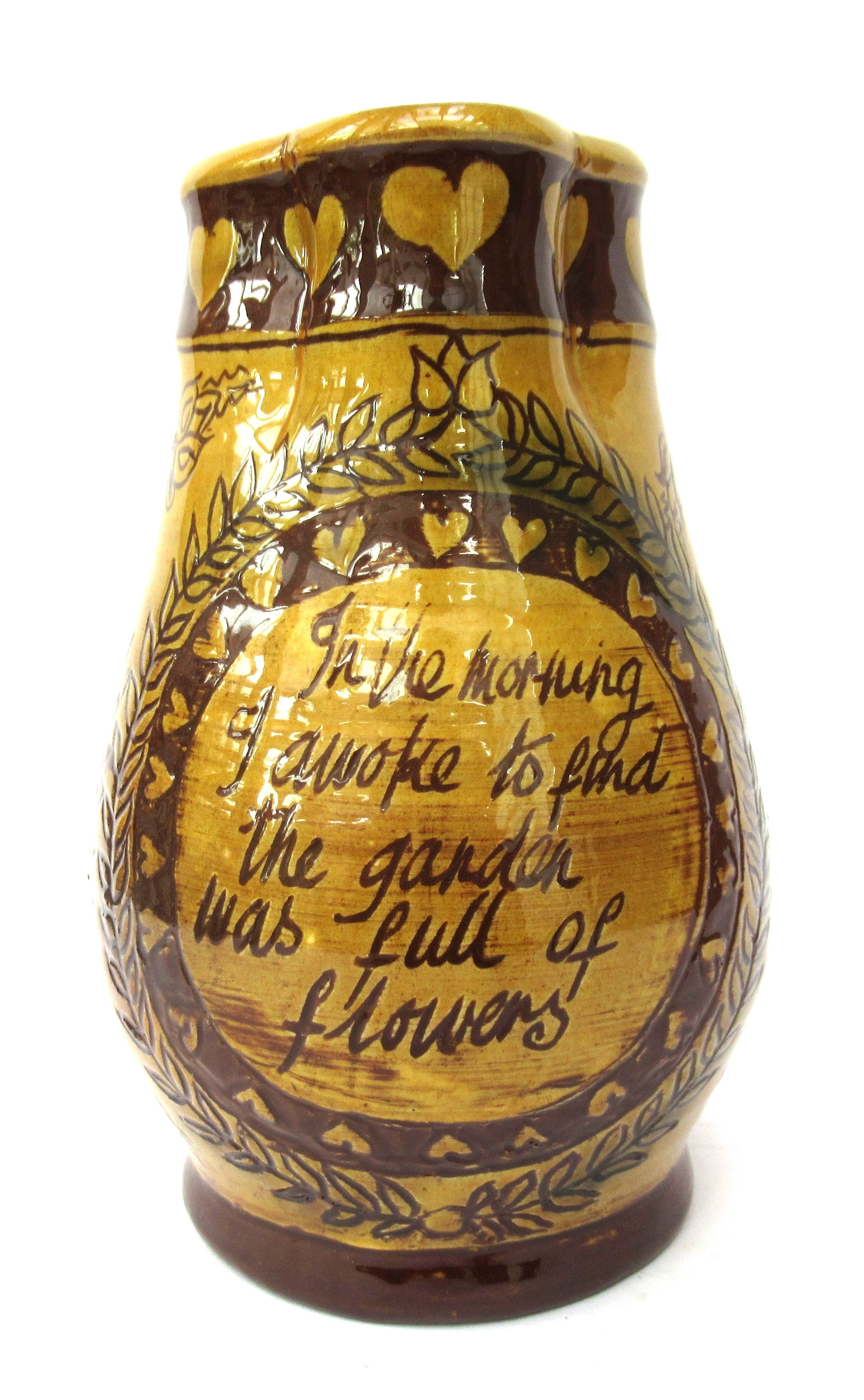 British vintage studio pottery 1975 slipware jug by Mary Wondrausch OBE