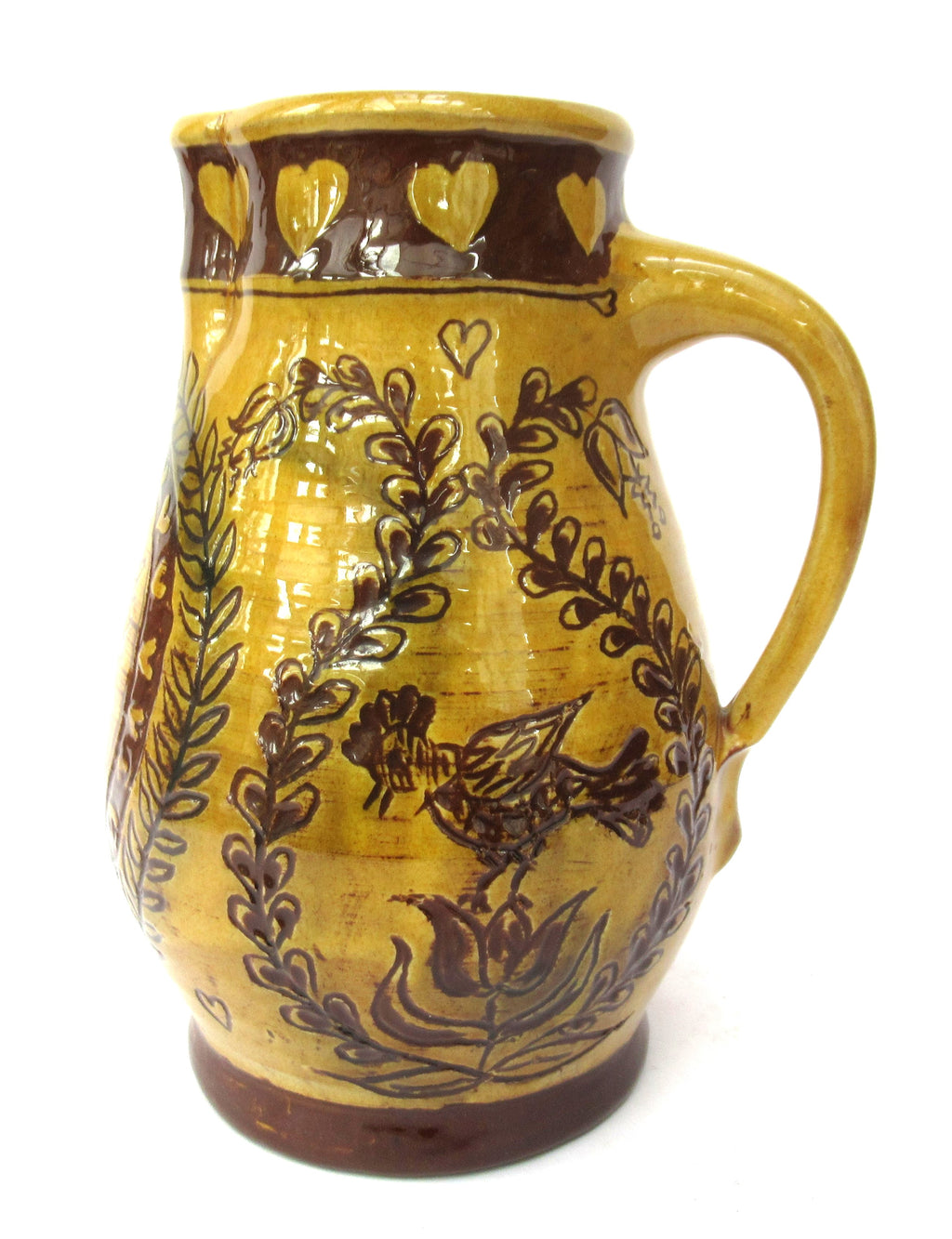 British vintage studio pottery 1975 slipware jug by Mary Wondrausch OBE