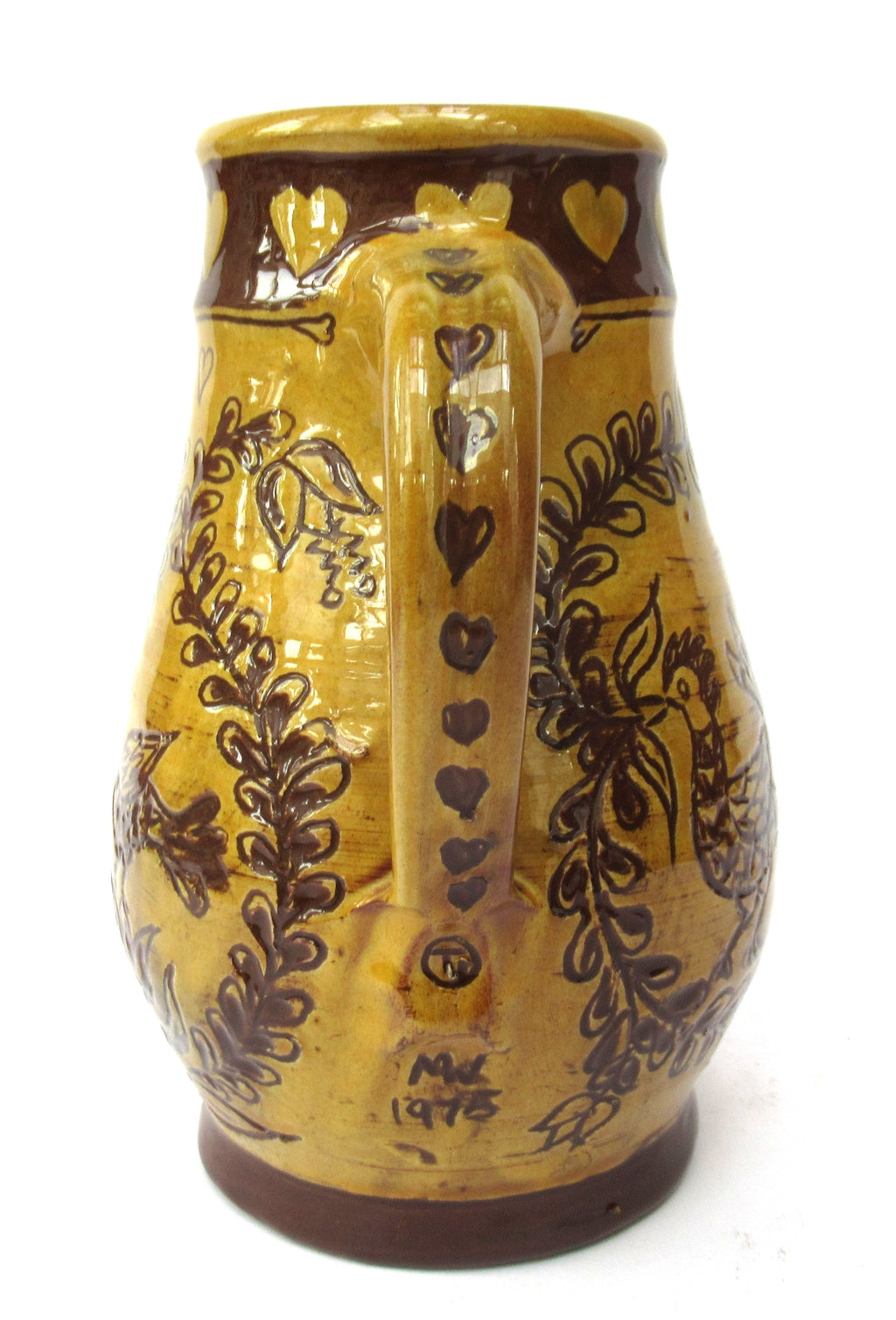 British vintage studio pottery 1975 slipware jug by Mary Wondrausch OBE