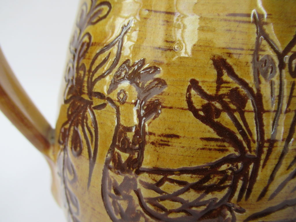 British vintage studio pottery 1975 slipware jug by Mary Wondrausch OBE