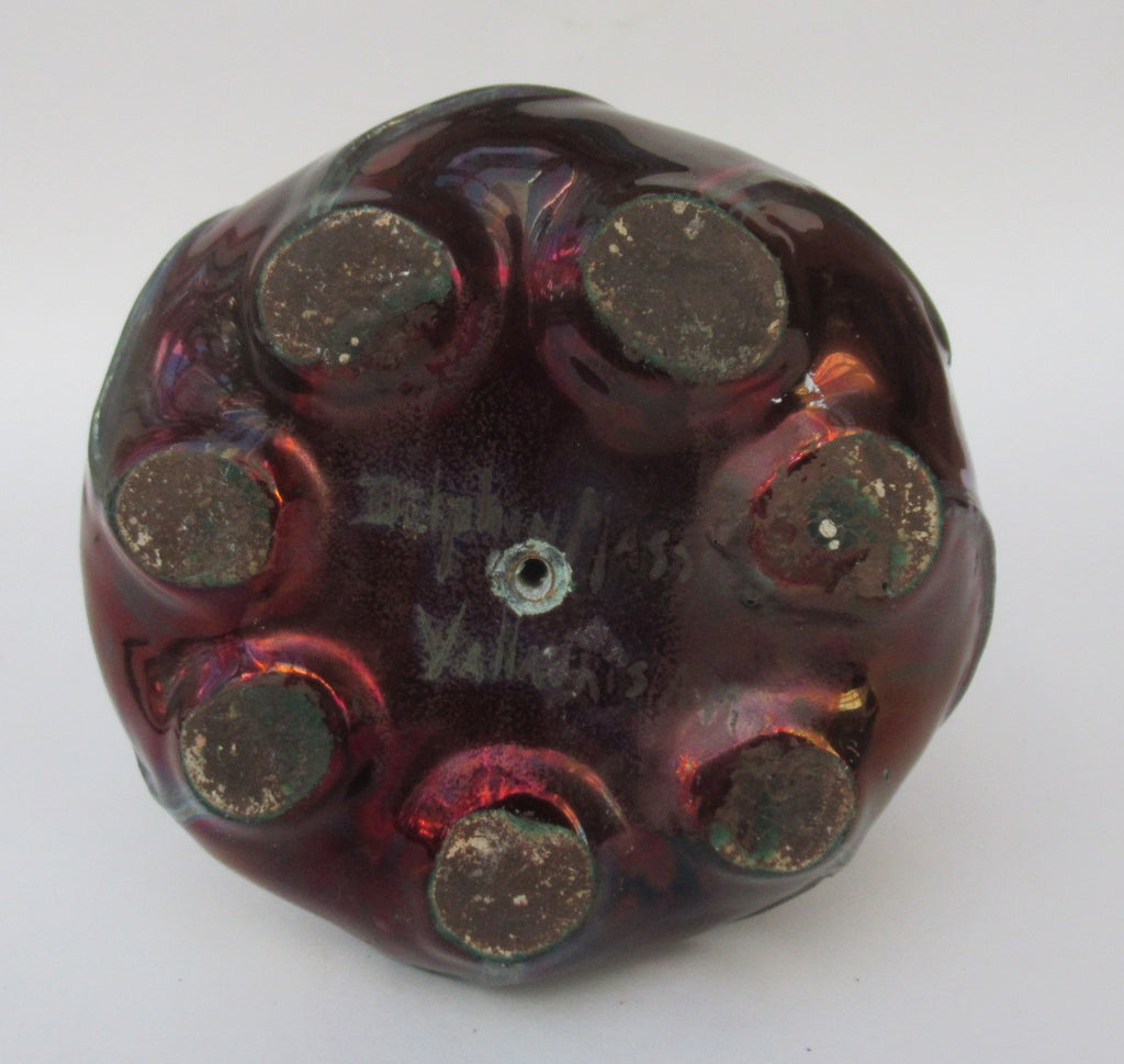 Large Delphin Massier Vallauris Art Nouveau irridescent lustre Poppy  vase c1900