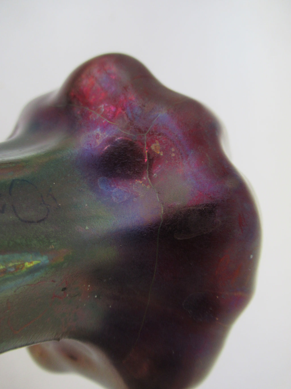 Large Delphin Massier Vallauris Art Nouveau irridescent lustre Poppy  vase c1900
