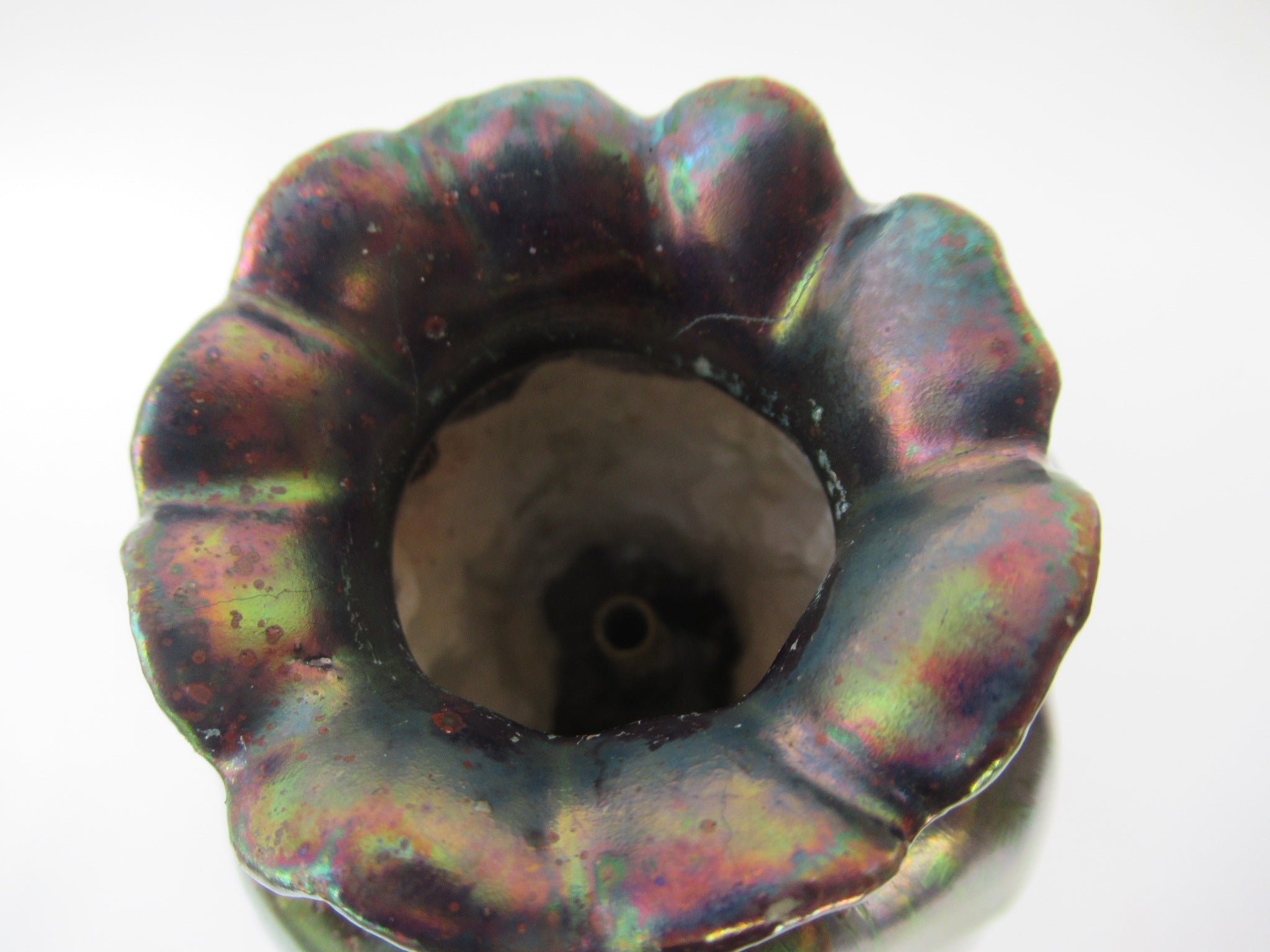 Large Delphin Massier Vallauris Art Nouveau irridescent lustre Poppy  vase c1900