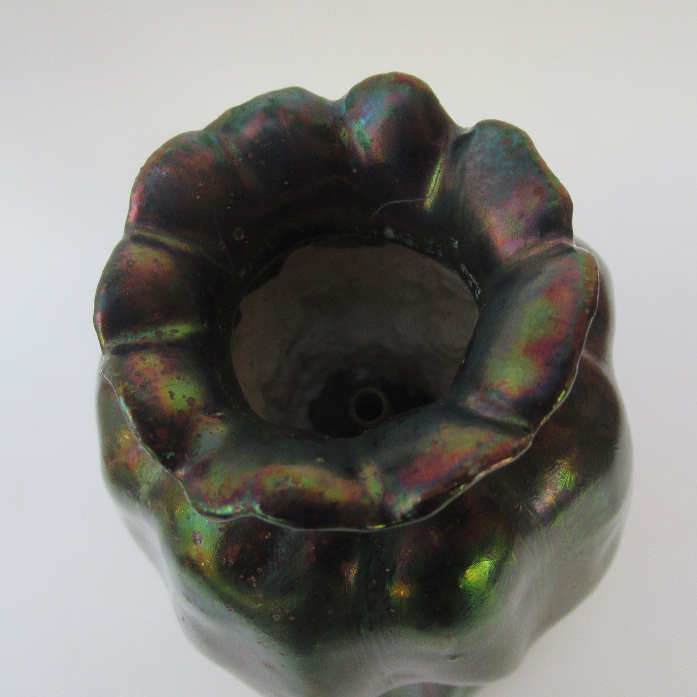 Large Delphin Massier Vallauris Art Nouveau irridescent lustre Poppy  vase c1900