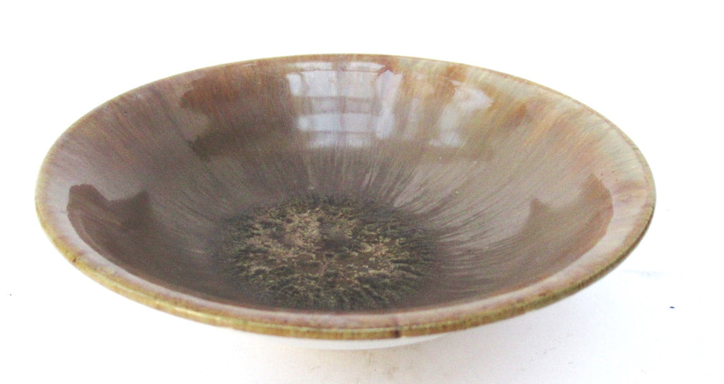 Crystalline glazed shallow studio pottery bowl by Matthew Blakely
