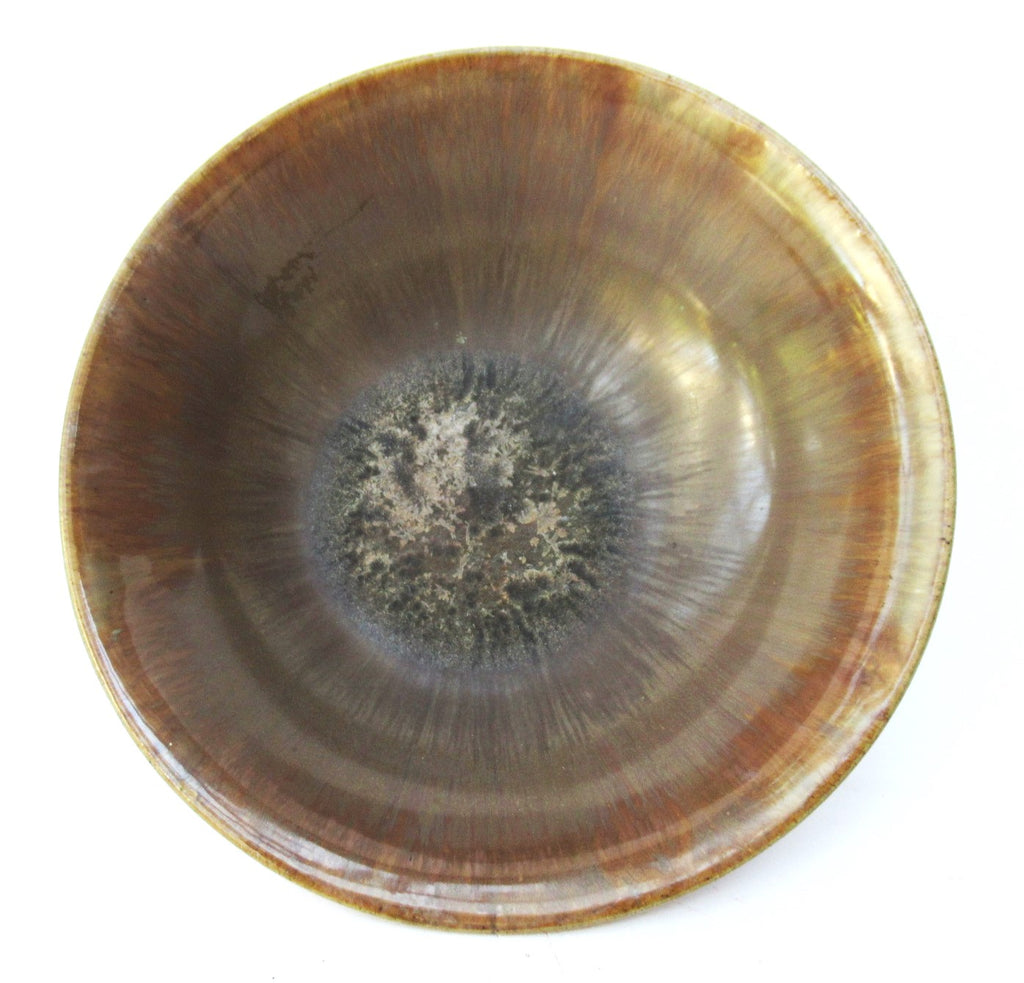 Crystalline glazed shallow studio pottery bowl by Matthew Blakely