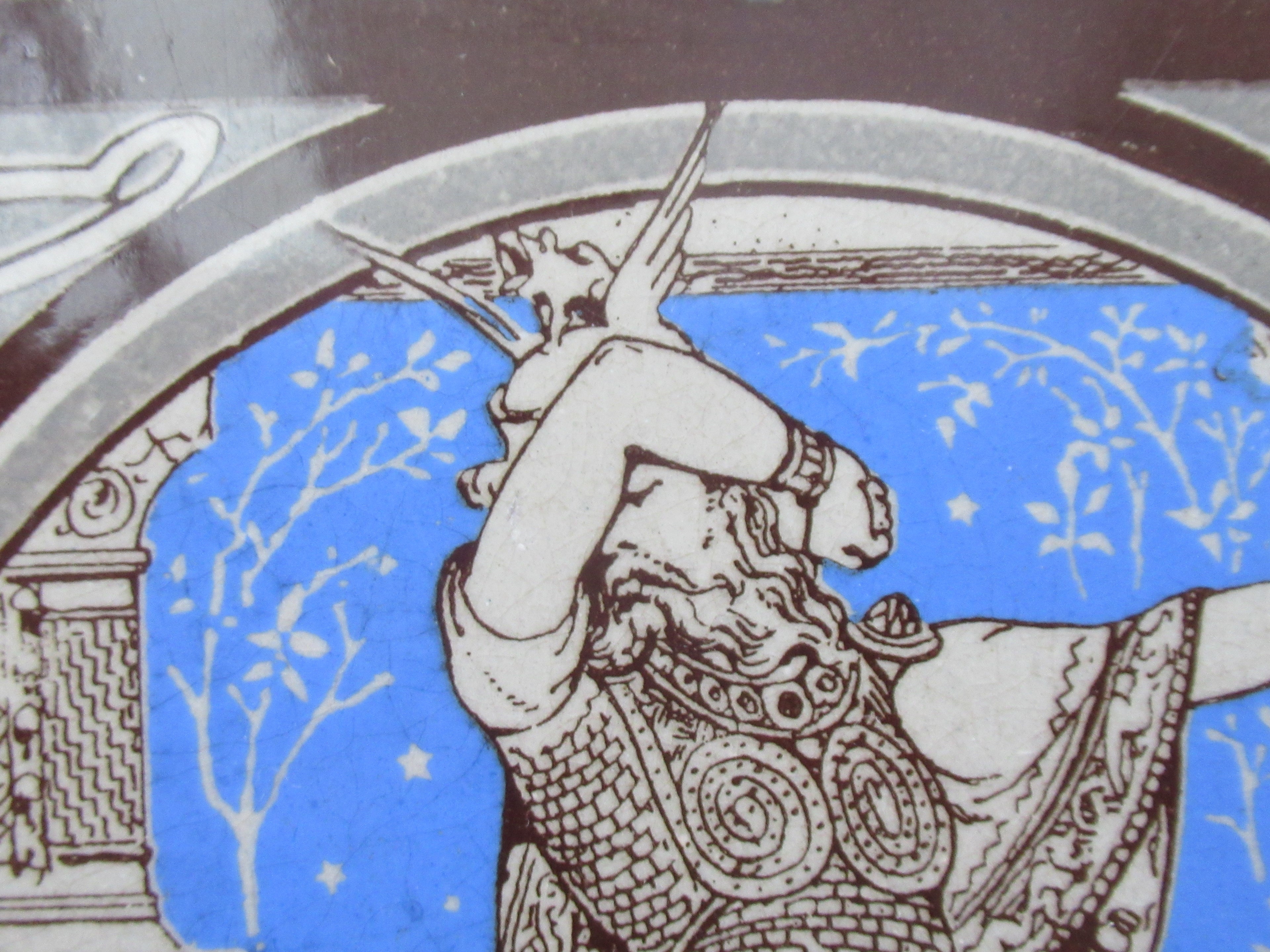 John Moyr Smith for Mintons 8" tile, Idylls of the King, c1876