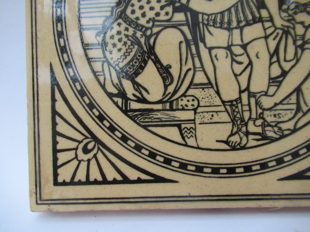 Antique Minton tile, John Moyr Smith design, 6 inch Shakespeare Series c1872