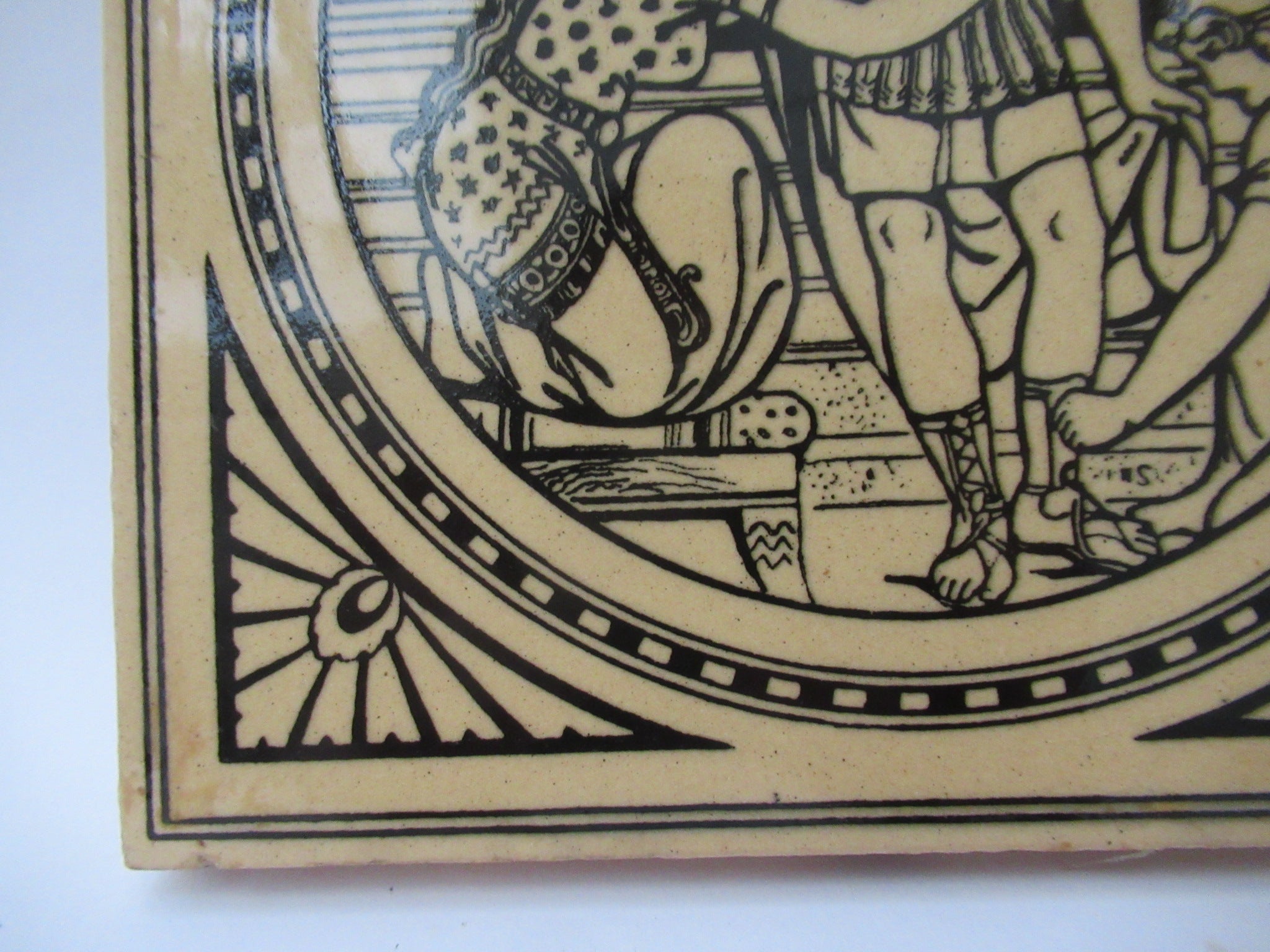 Antique Minton tile, John Moyr Smith design, 6 inch Shakespeare Series c1872