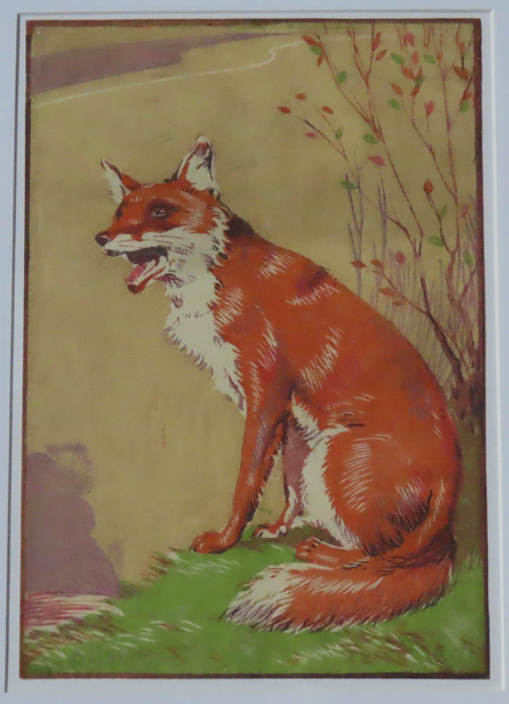 William Neave Parker 1910-1961, Fox, linocut print, 1937, framed