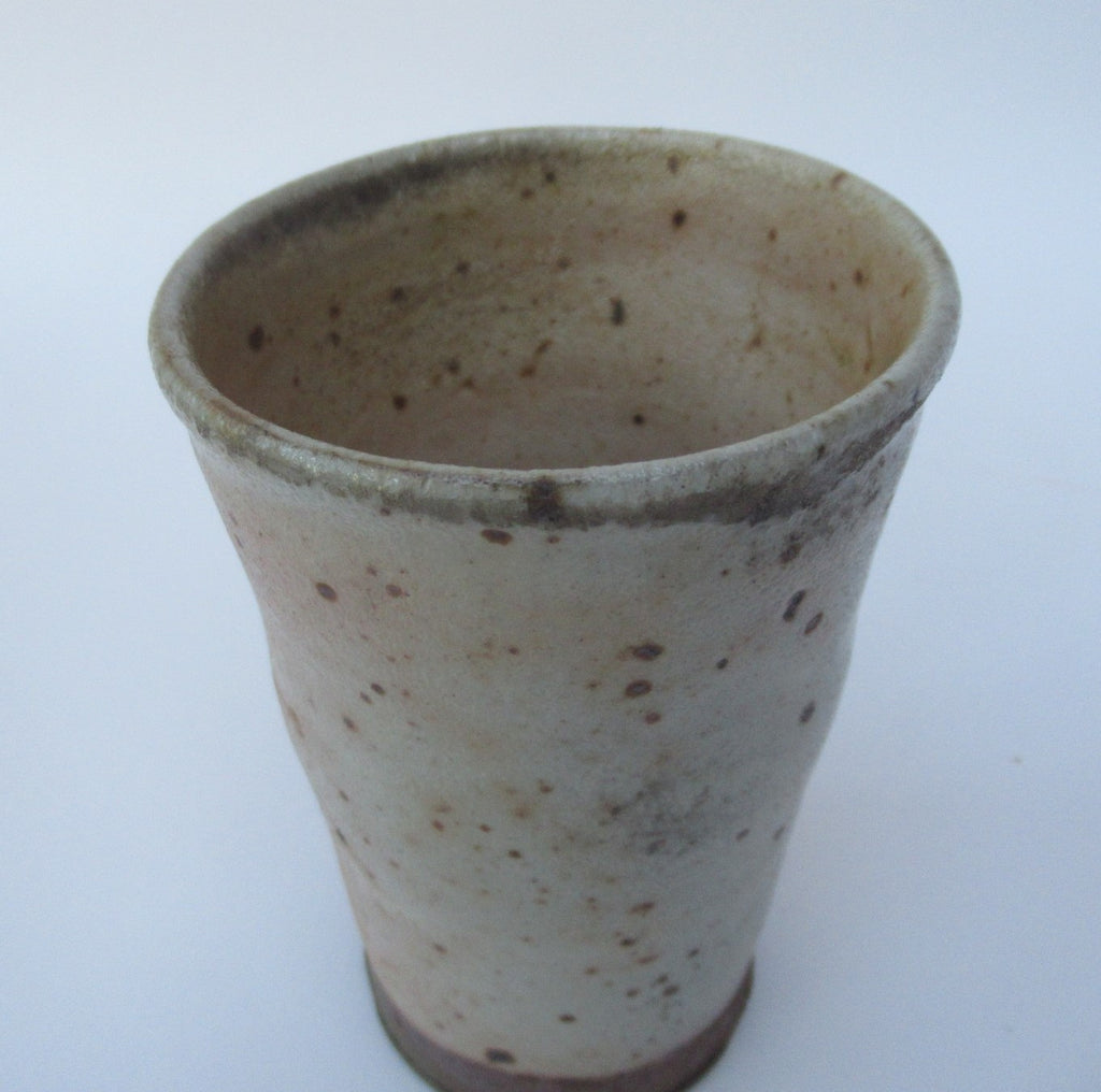 Nic Collins, British studio pottery wood fired beaker, stoneware, c1995