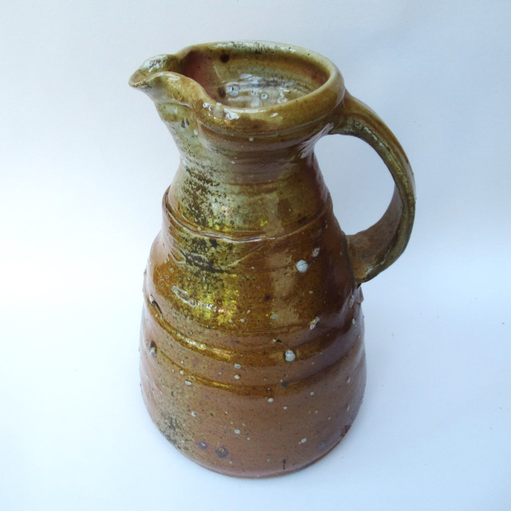 Nic Collins, British studio pottery very large wood fired jug, stoneware, c1995