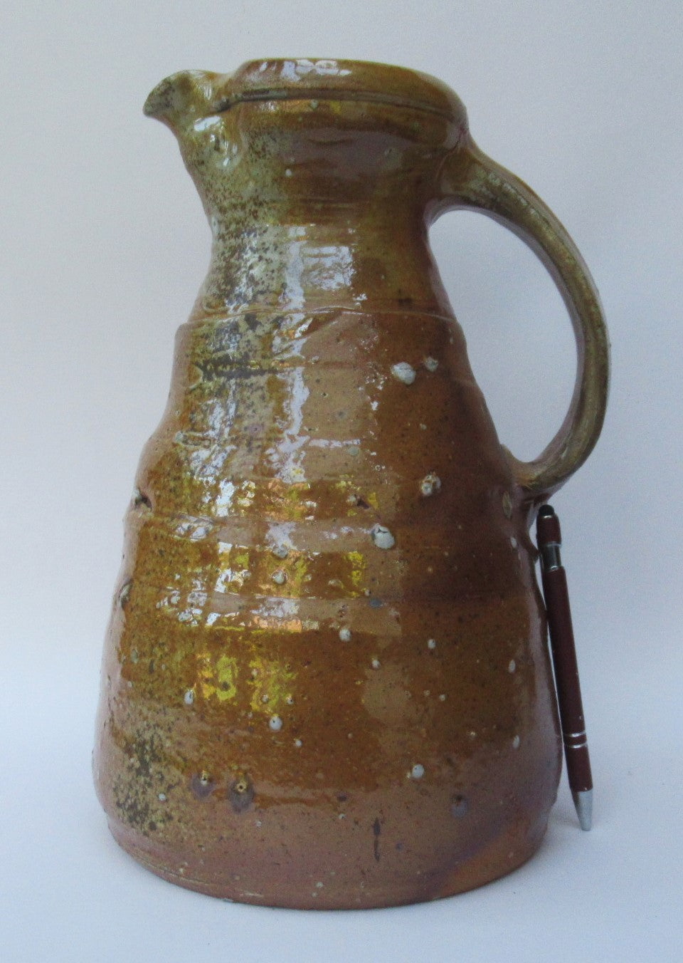 Nic Collins, British studio pottery very large wood fired jug, stoneware, c1995
