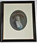 Original  portrait drawing, pastel, Edwardian lady, c1910, framed