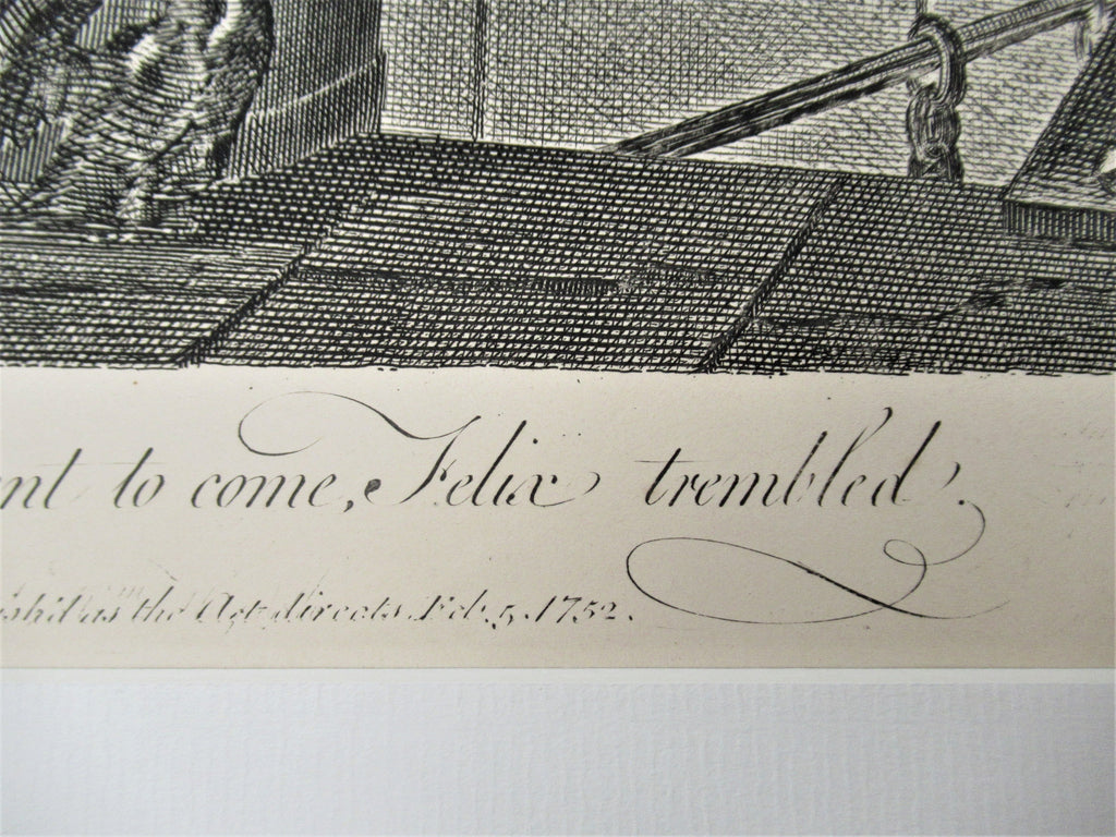 William Hogarth, Paul before Felix, large original print engraved 1752
