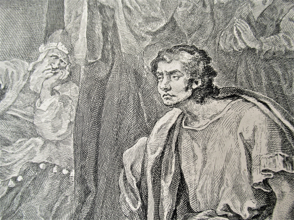 William Hogarth, Paul before Felix, large original print engraved 1752