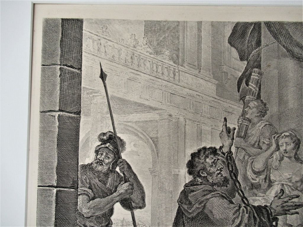 William Hogarth, Paul before Felix, large original print engraved 1752
