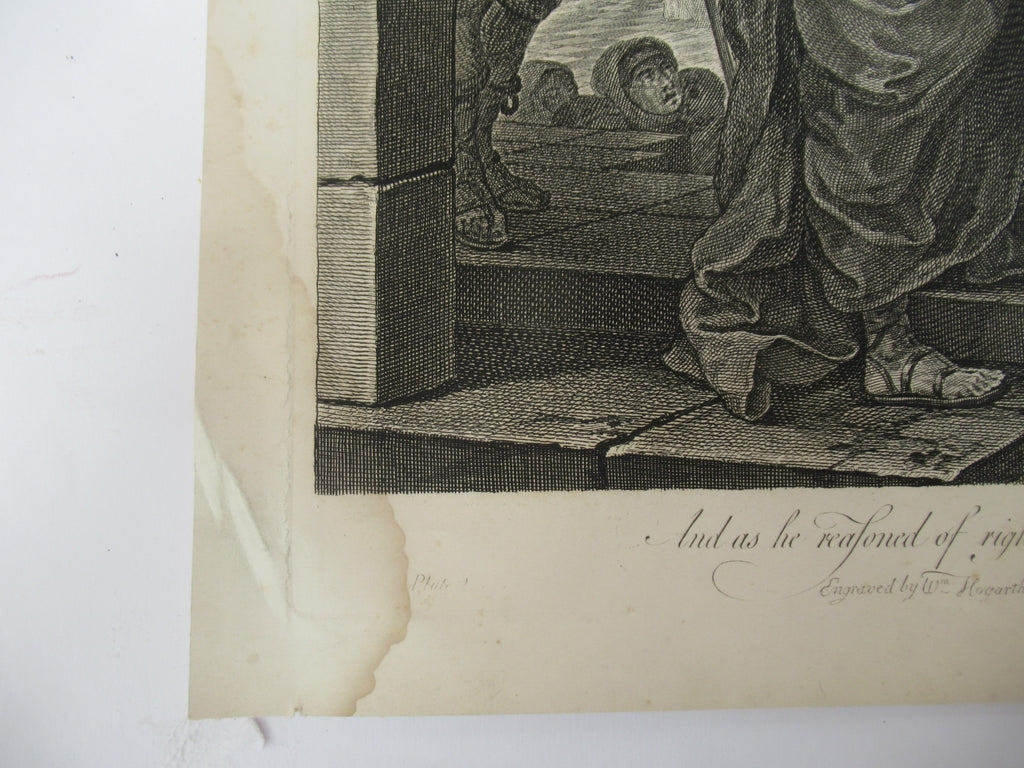 William Hogarth, Paul before Felix, large original print engraved 1752