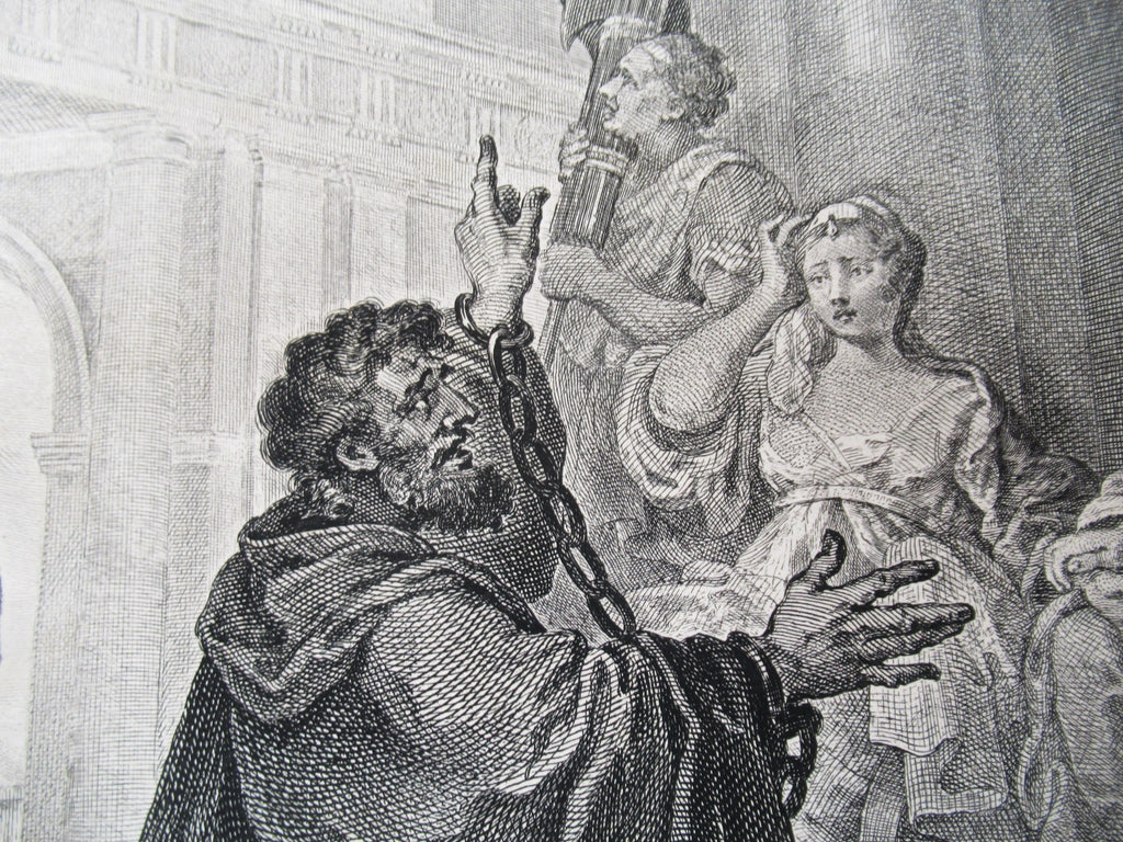 William Hogarth, Paul before Felix, large original print engraved 1752