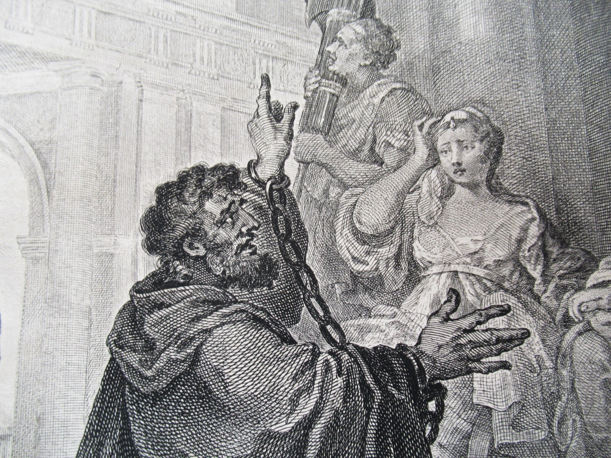 William Hogarth, Paul before Felix, large original print engraved 1752