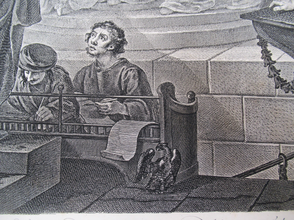 William Hogarth, Paul before Felix, large original print engraved 1752